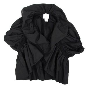 Ryu - Romantic Black Ruffled Cotton Jacket Shawl